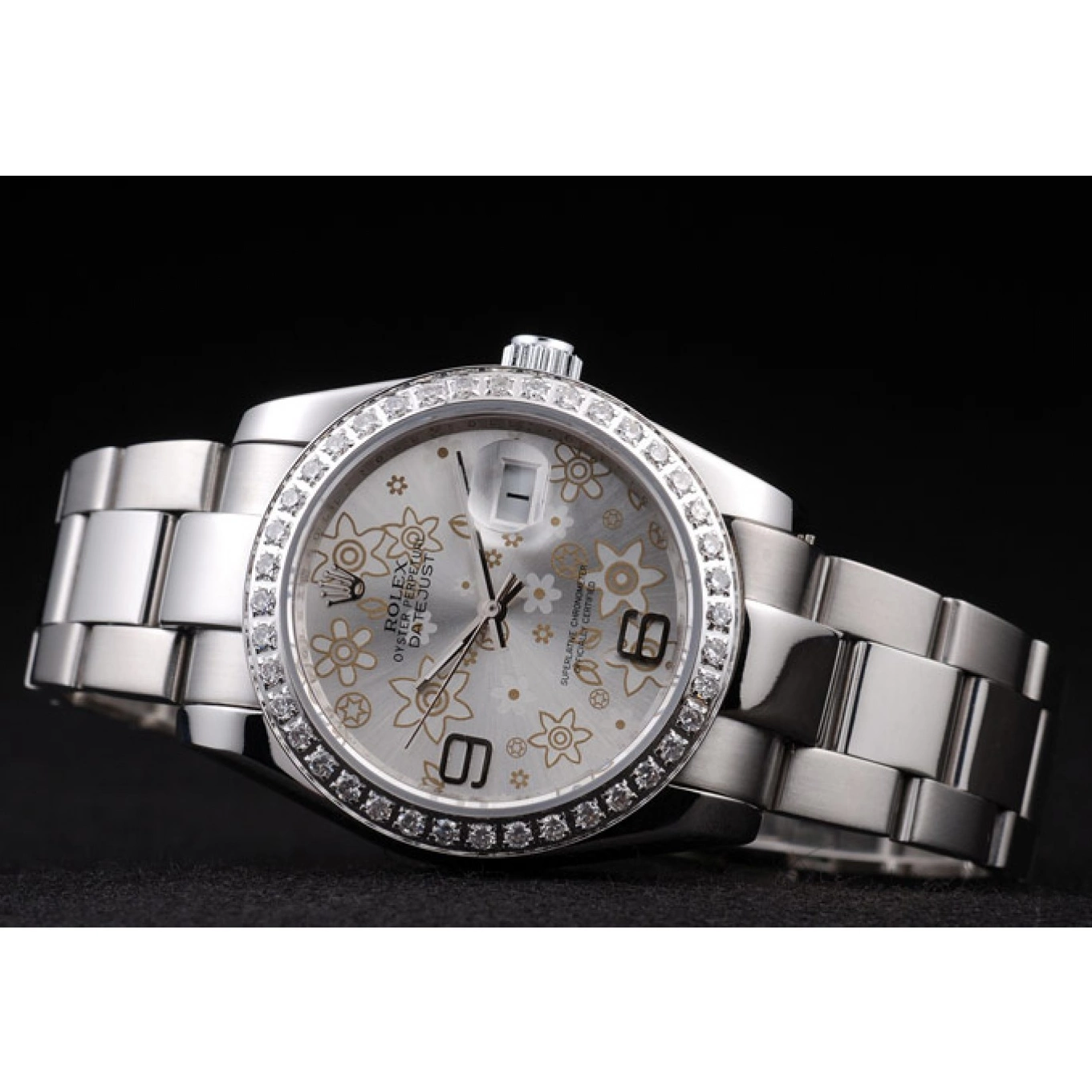 Aaa replica watch Silver Steel Plated Datejust Polished Rolex Flowers Stainless 98081 Dial Diamond 0630